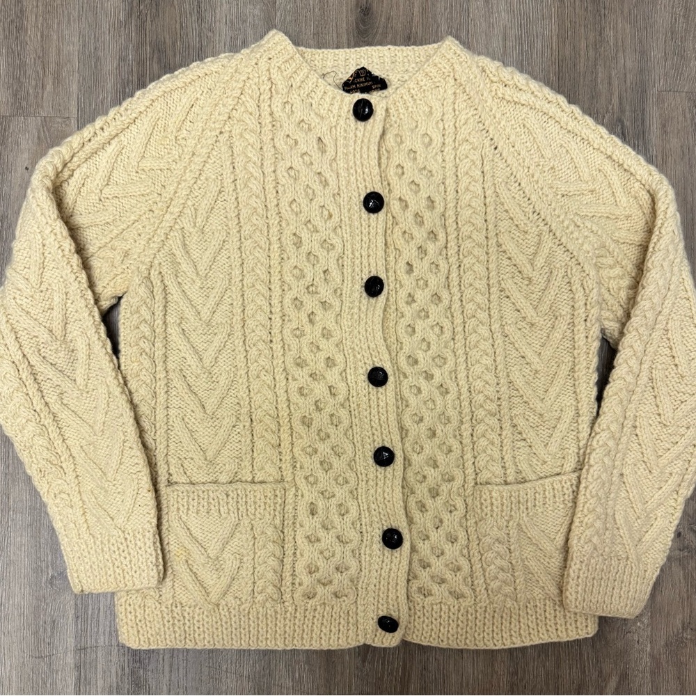 Vintage Gaeltarra Irish Aran‎ Wool Cardigan